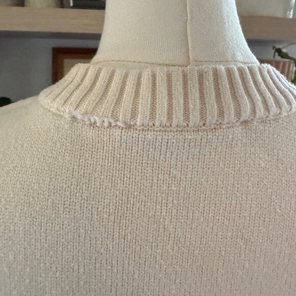 Zara Striped Knit Sweater Cream Black Relaxed Pullover Womens Small Preppy Chic - Picture 4 of 8